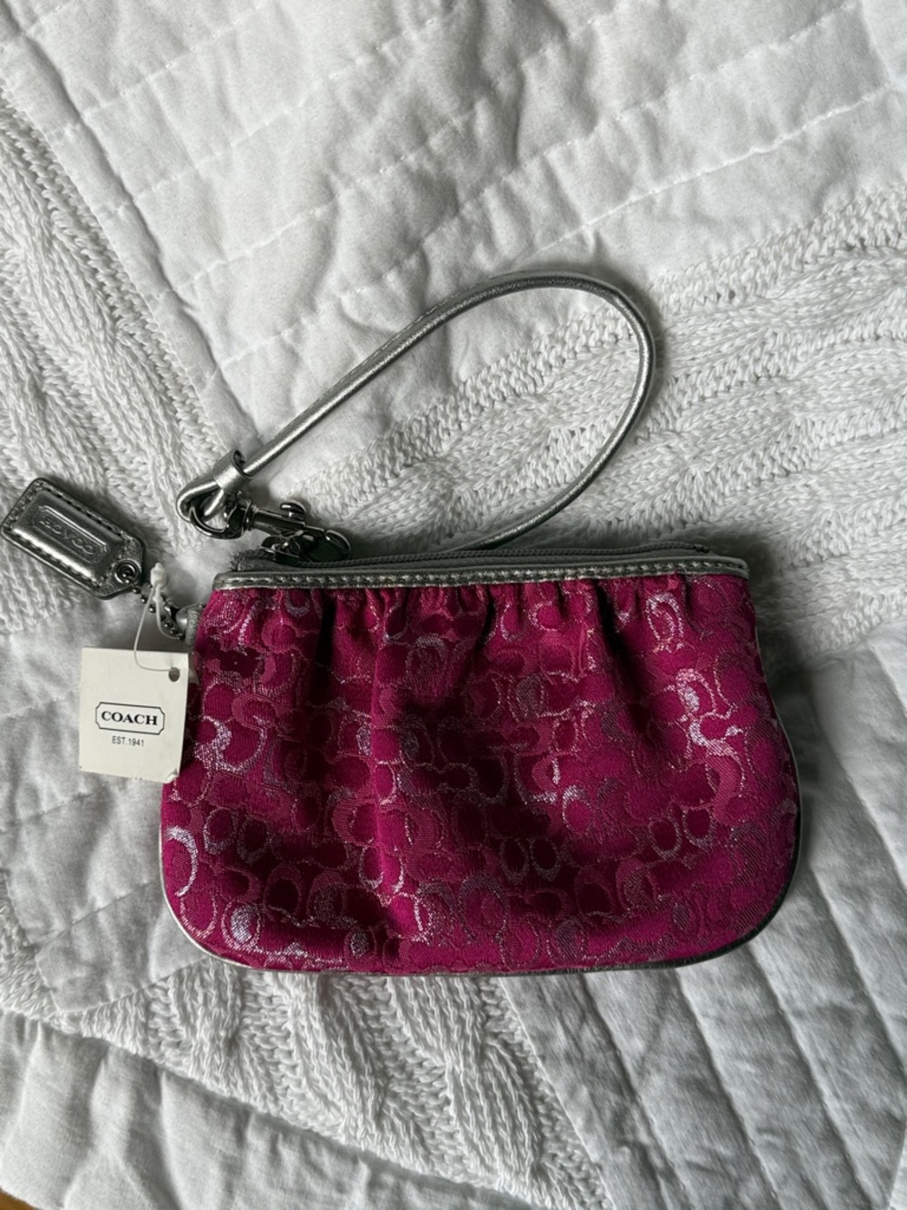 Coach Metallic Pink Signature Wristlet - Picture 9 of 9